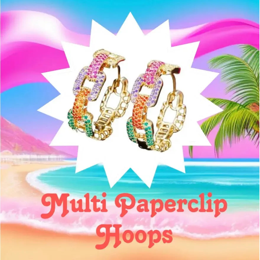 Multi Colour Paperclip Hoop Earrings - Image #3