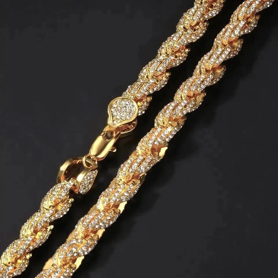 Crystal CZ Rope Necklace - Gold - Image #3