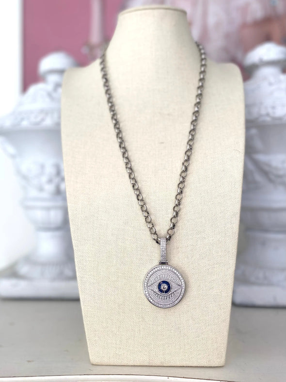 Evil Eye Protection Necklace - Silver - Image #1