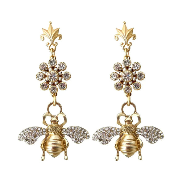 Queen Bee Swarovski Earrings - Gold - Image #1