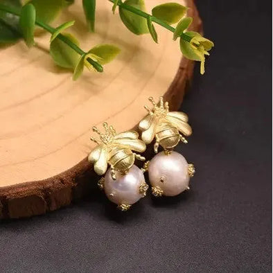 Petite Beehive Pearl Earrings - Image #1