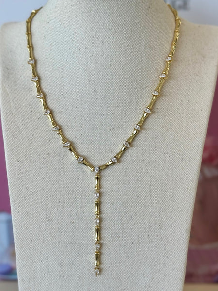 Bamboo Lariat Necklace - Gold