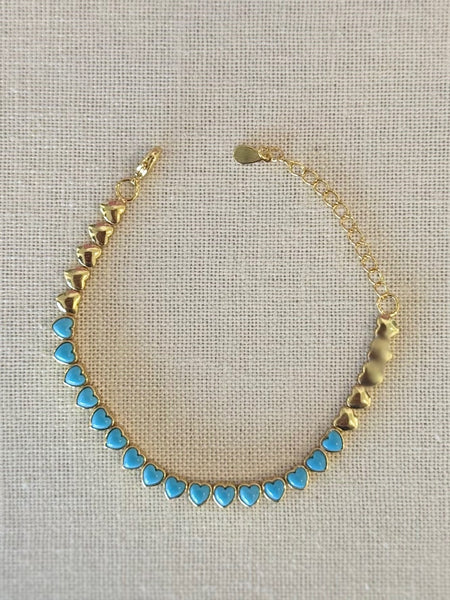 Turquoise Stone Heart Bracelet