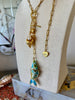 Blue Koi Fish Charm Lariat Necklace