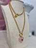 Long Rose Quartz Heart Necklace