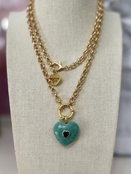 Long Aventurine Heart Necklace