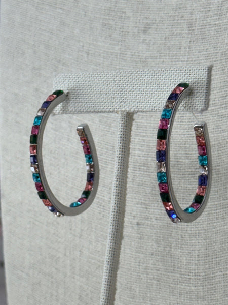 Set Her Apart Swarovski Crystal Hoops - Multi
