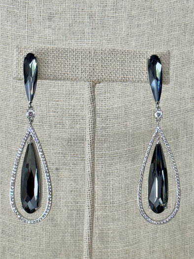 Unshakable Composure Swarovski Earrings - Charcoal Grey