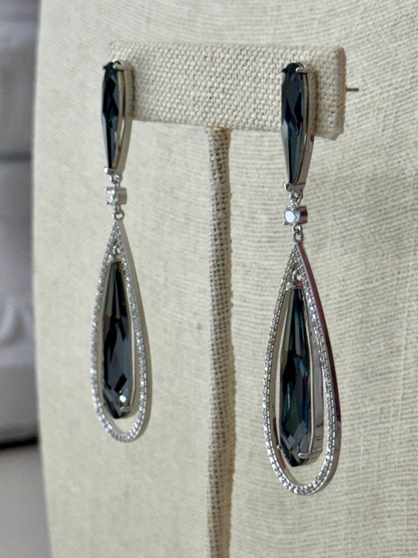 Unshakable Composure Swarovski Earrings - Charcoal Grey