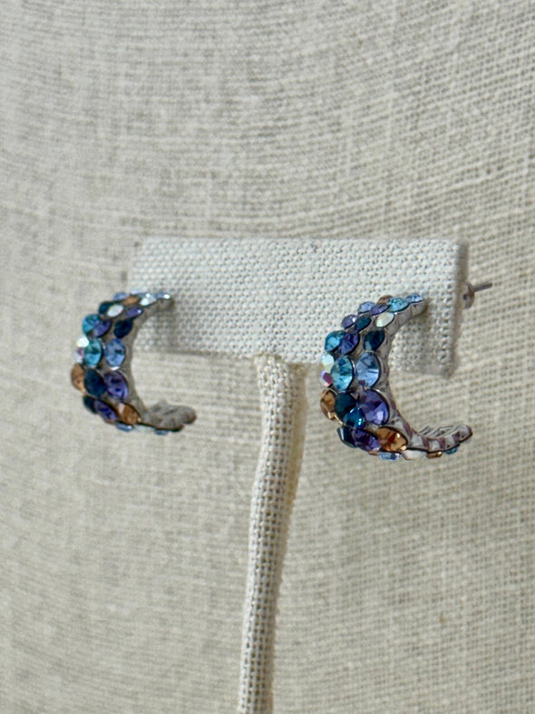 She Simply Is:  Swarovski Crystal Hoops - Blues
