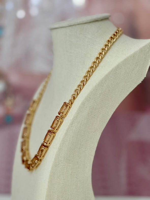 Accidental Icon Swarovski Crystal Necklace - Topaz