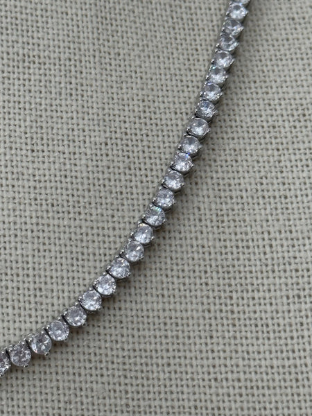 Quiet Glamour CZ Tennis Necklace - Silver