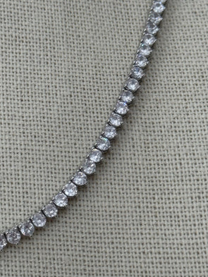 Quiet Glamour CZ Tennis Necklace - Silver