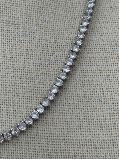 Quiet Glamour CZ Tennis Necklace - Silver