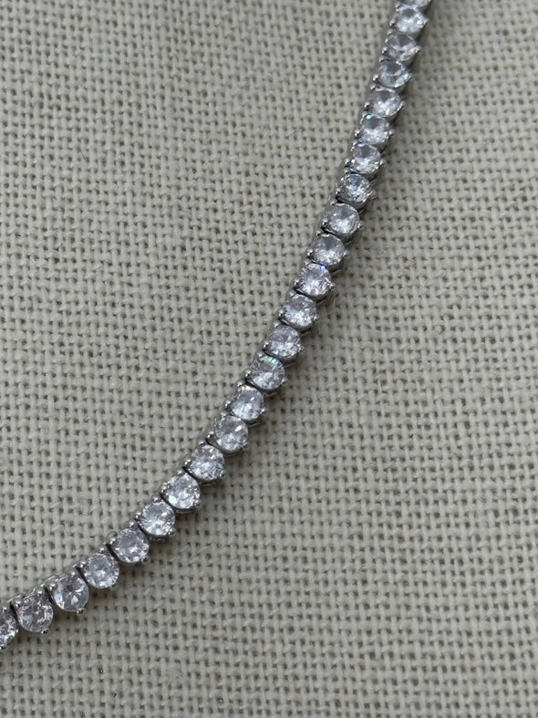 Quiet Glamour CZ Tennis Necklace - Silver