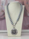The Three Graces Necklace - Grey Pearl