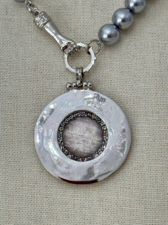 The Three Graces Necklace - Grey Pearl