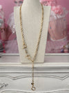 Horsebit Belt/ Lariat/ Short Necklace - Matte Gold