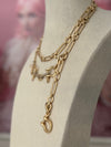 Horsebit Belt/ Lariat/ Short Necklace - Matte Gold