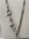 Horsebit Belt, Lariat, Short Necklace - Rhodium Silver