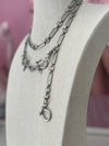 Horsebit Belt, Lariat, Short Necklace - Rhodium Silver