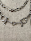 Horsebit Belt, Lariat, Short Necklace - Rhodium Silver