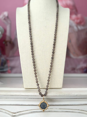 Bienvenue Bee  Necklace - Grey Moonstone