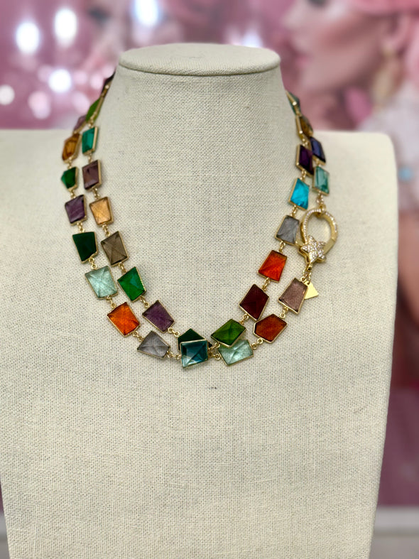 Gemstone Necklace - Gold