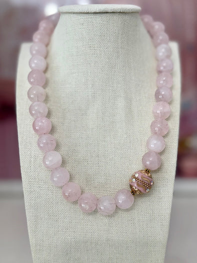 Oozed Class - Rose Quartz Stone Necklace
