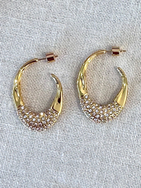 Hammered CZ Hoop Earrings