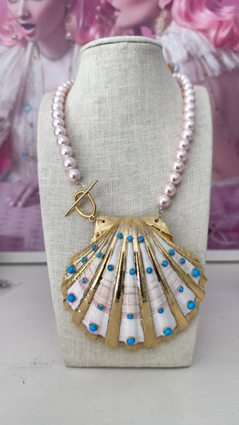 Pink Scallop Shell Necklace
