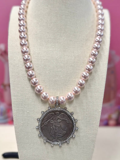 Victory Angel Necklace - Pink Pearl