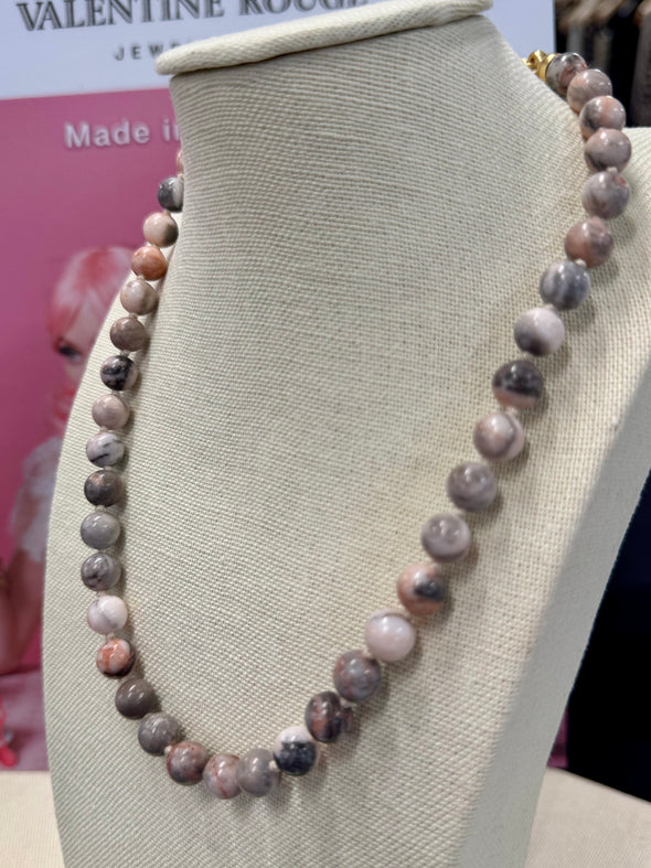 Pink & Grey Jasper Necklace