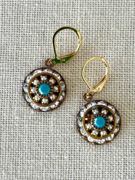 Turquoise & Pearl Blossom Earrings