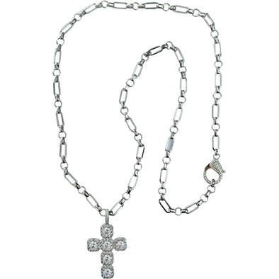 Assisi Cross Necklace - Long Silver - Image #1