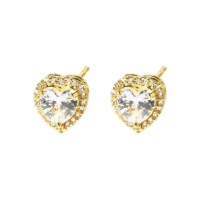 Heart Pave Studs - Gold - Image #2