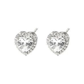 Heart Pave Studs - Silver - Image #2