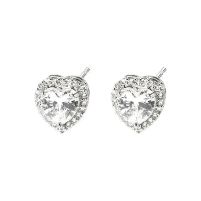 Heart Pave Studs - Silver - Image #2
