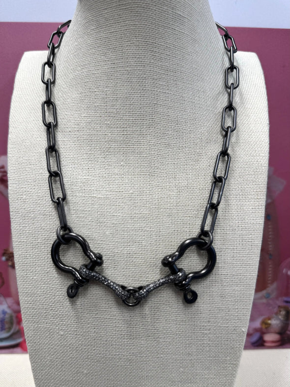 Horsebit Necklace - Grey Gun Metal - Image #1