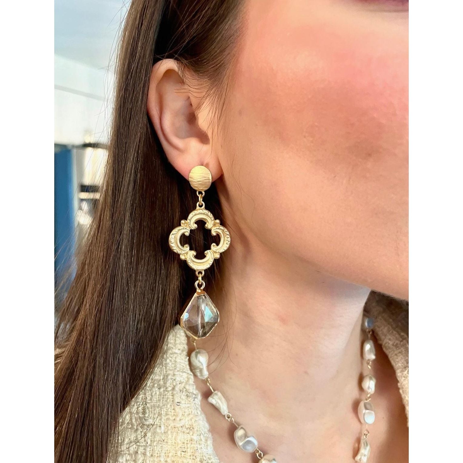 Clover Gold Earrings - Image #2