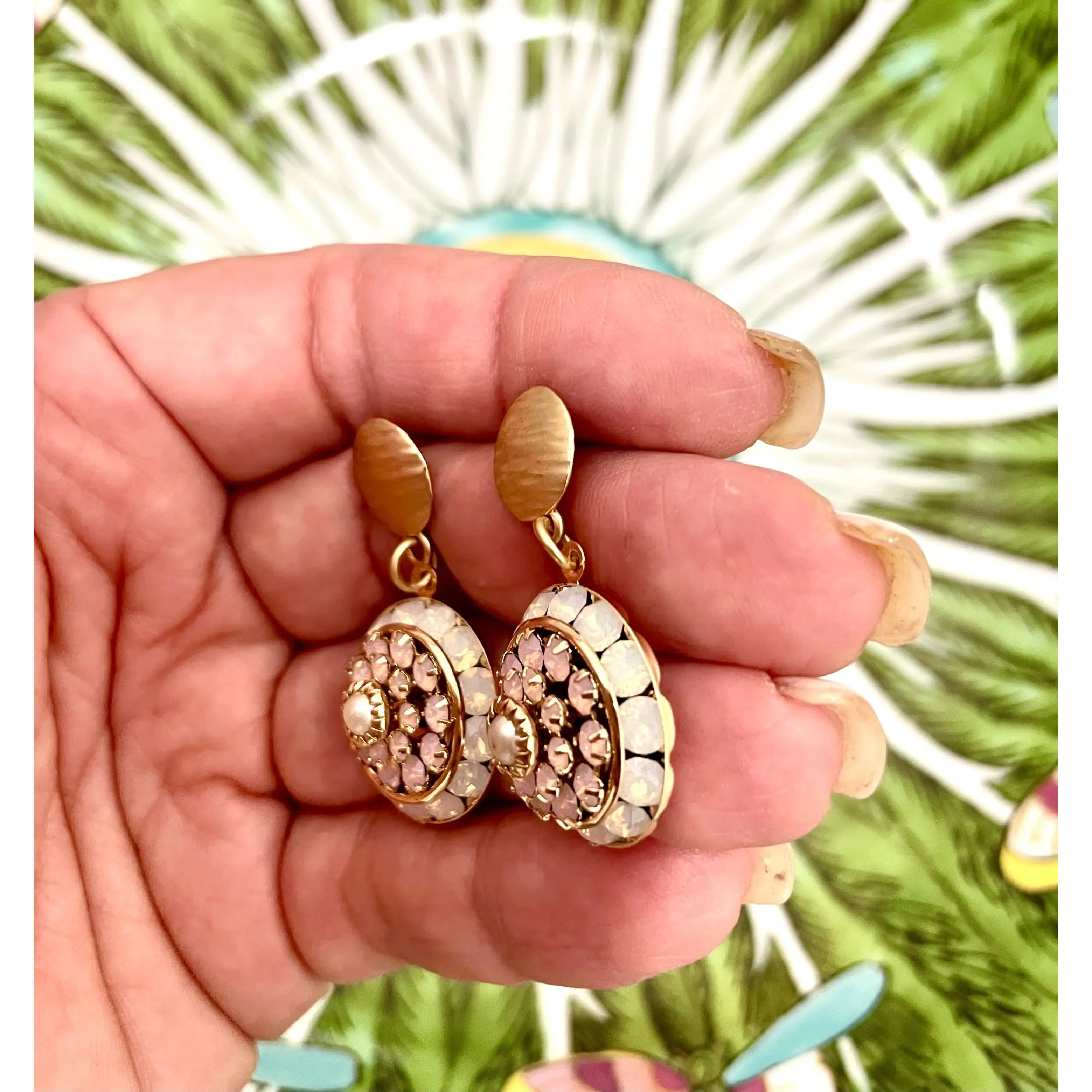 Rosette Earrings - Pink - Image #3