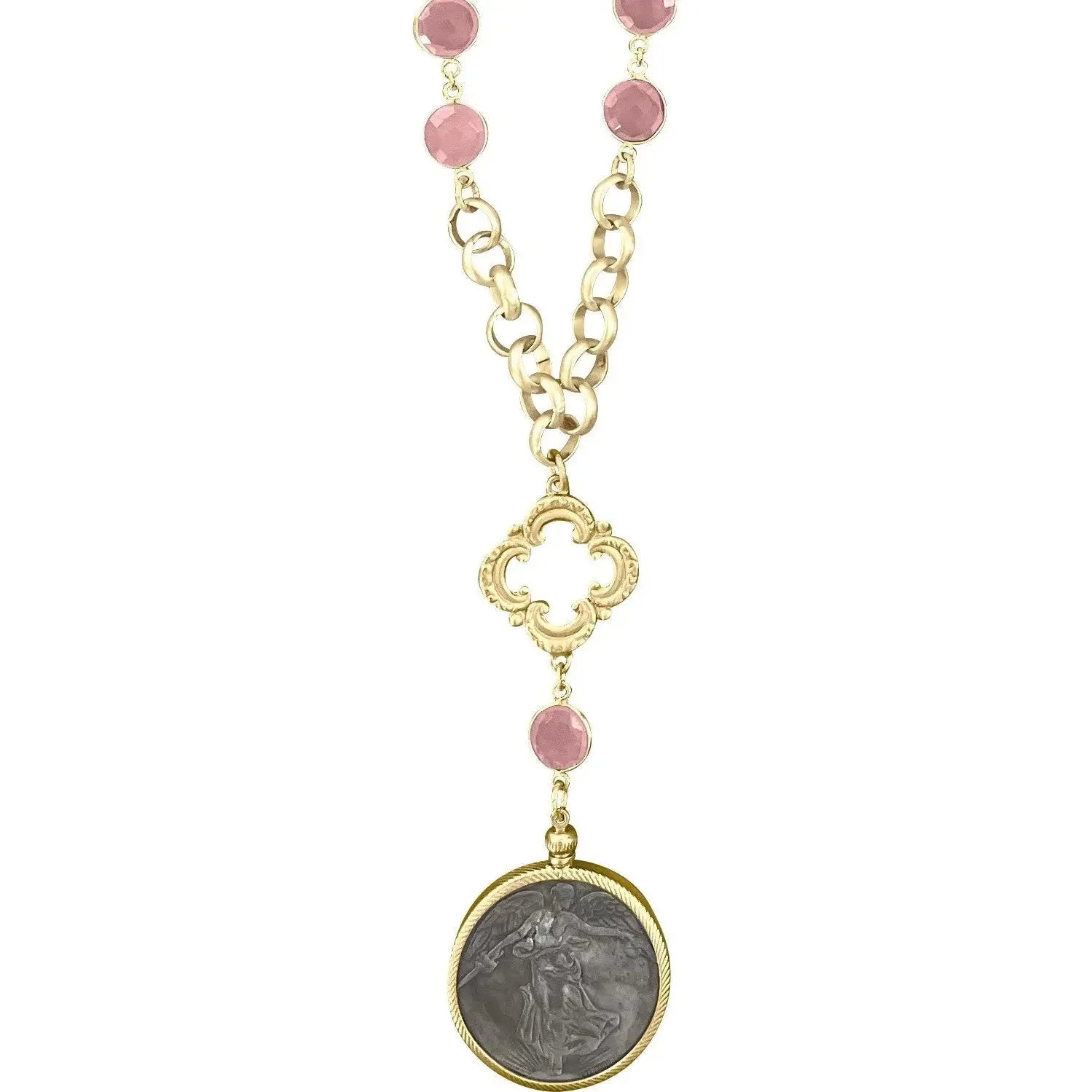 Victory Angel Pink Chalcedony Necklace - Image #2