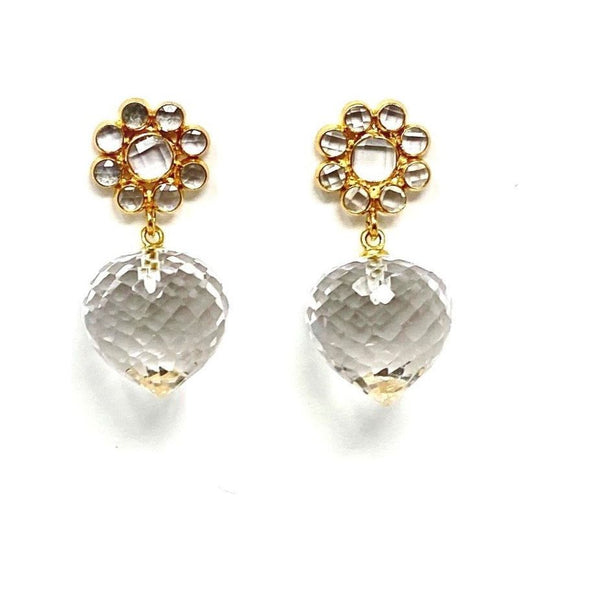 daisy clear quartz earrings