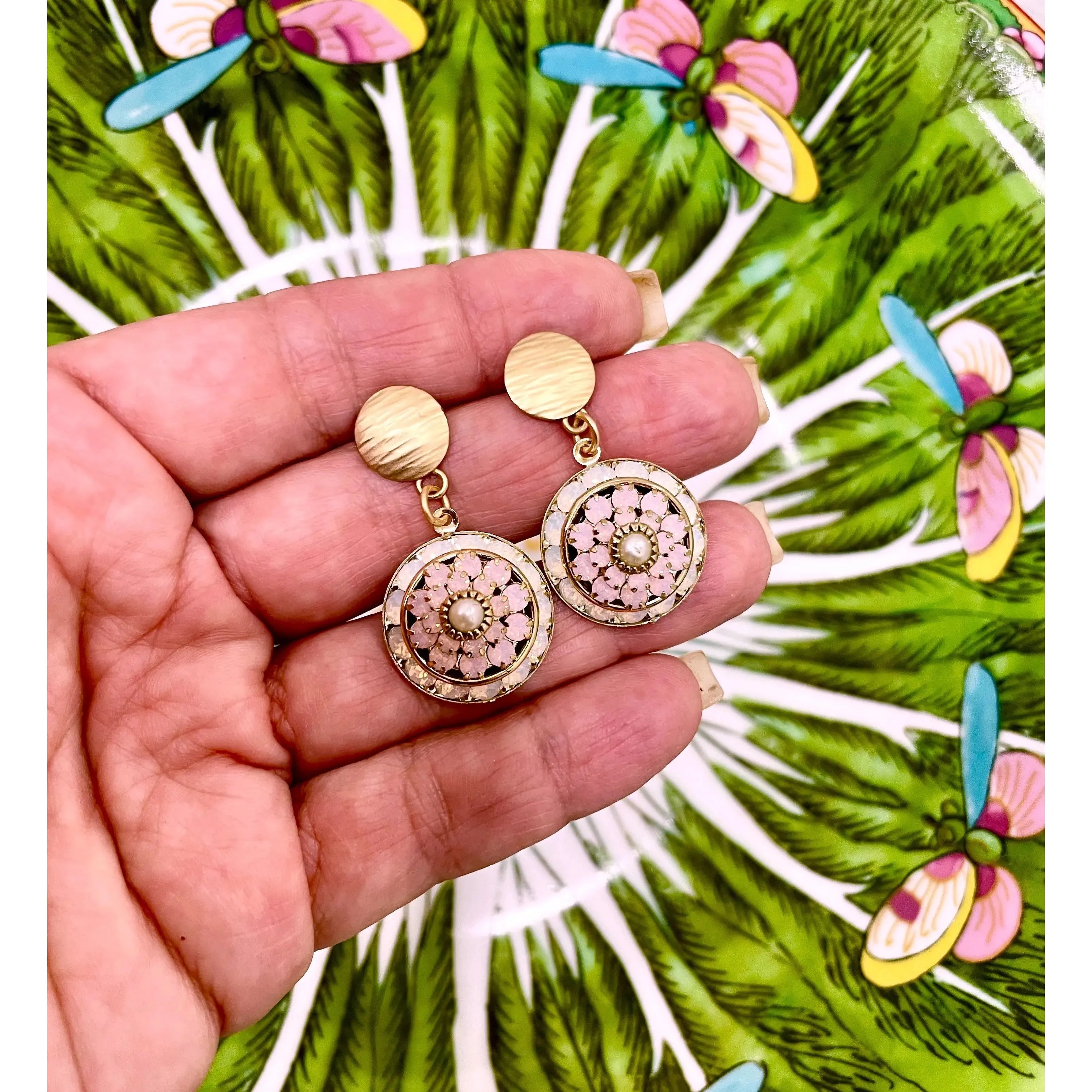 Rosette Earrings - Pink - Image #2