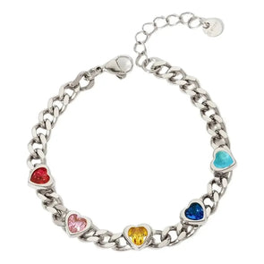 multi heart bracelet- silver Silver - Image #1