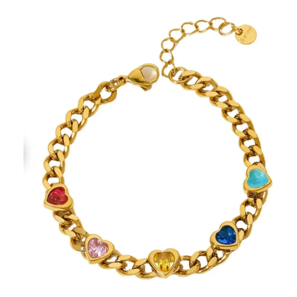 multi heart bracelet- gold - Image #1